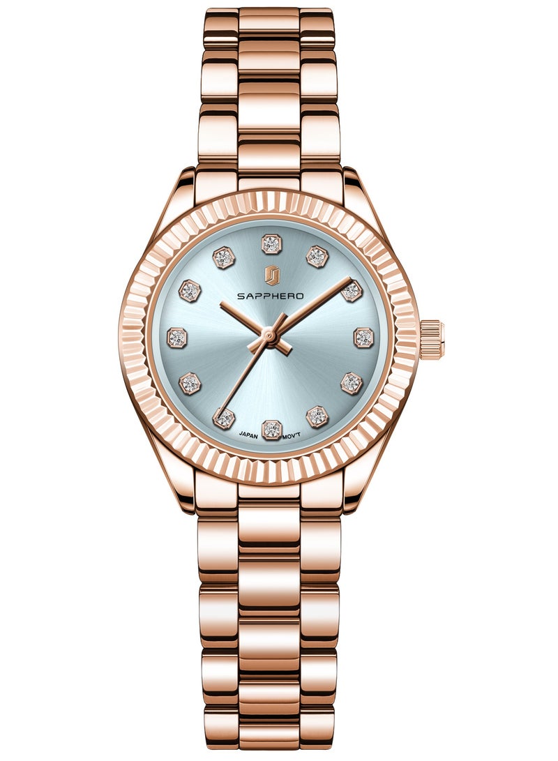 سافيرو ساعة نسائية، ساعة نسائية فاخرة، ساعة نسائية بسوار، ساعة صغيرة مقاومة للماء من الفولاذ المقاوم للصدأ حتى 3ATM - Image 2